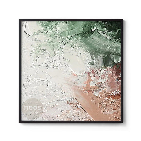Green / Peach / White Abstract Minimalist Painting / Wall Art - NE0044