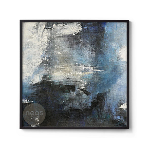 White / Blue / Black Abstract Minimalist Painting / Wall Art - NE0045