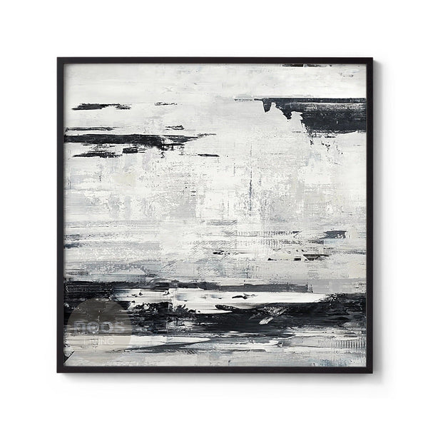 White / Black Abstract Minimalist Painting / Wall Art - NE0047