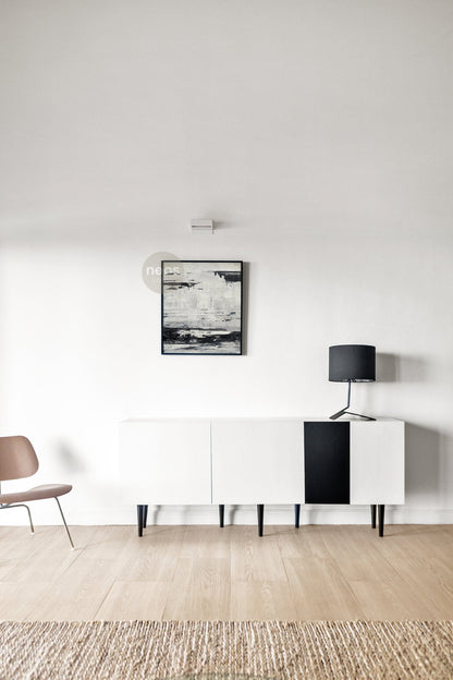 White / Black Abstract Minimalist Painting / Wall Art - NE0047