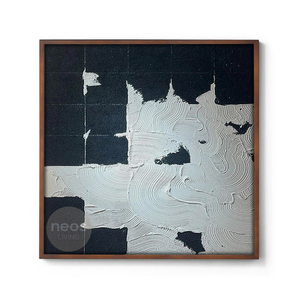 Black / White Textured Abstract Minimalist Painting / Wall Art - NE0048