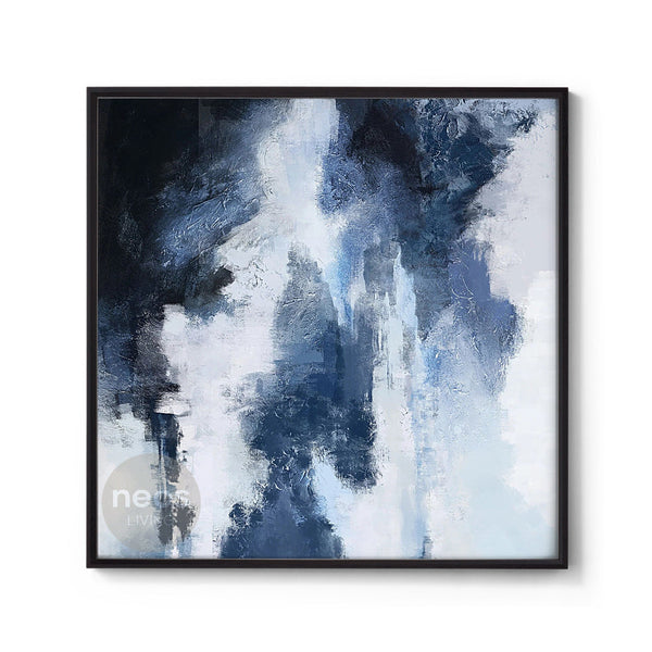 Blue / White Abstract Minimalist Painting / Wall Art - NE0050