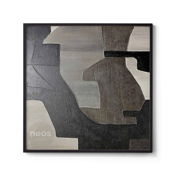 Black / Grey Textured Abstract Painting / Wall Art - NE0056