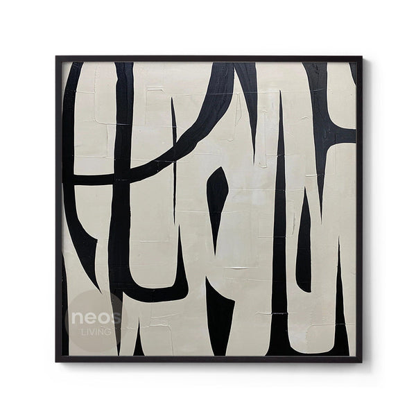 Black / White Geometric Abstract Minimalist Painting / Wall Art - NE0076