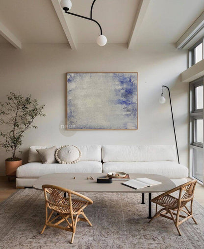 Blue / Light Blue / White Abstract Minimalist Painting / Wall Art - NE0089