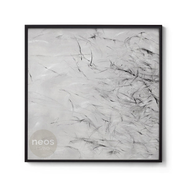Grey / Black Brush Strokes Abstract Minimalist Painting / Wall Art - NE0090