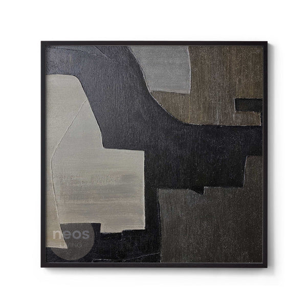 Black / Grey Textured Abstract Painting / Wall Art - NE0094