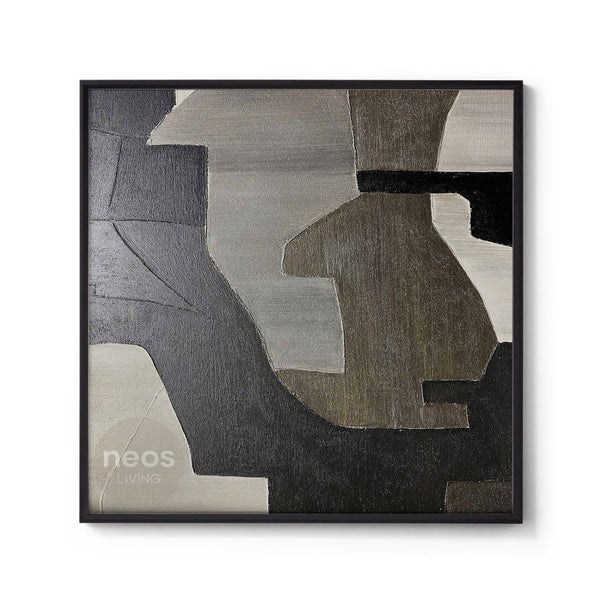 Black / Grey Textured Abstract Painting / Wall Art - NE0095