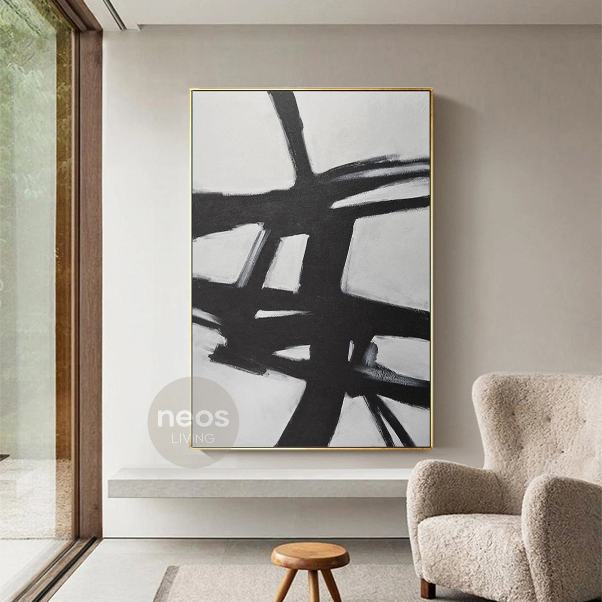 Black & White Abstract Painting / Wall Art - NE0101