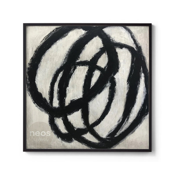 Black & White Abstract Painting / Wall Art "Circles" - NE0115