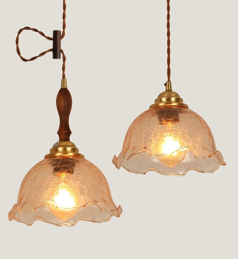 Vintage Brown Crackle Glass Ceiling Pendant Light