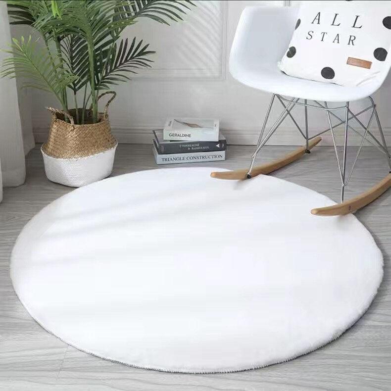 Extra Thick Round Fluffy Faux Fur Microfiber Rug