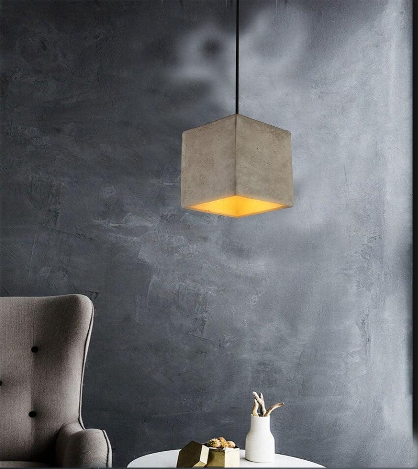 Rustic Cement Pendant LED Light in Loft Style - Bulb Included