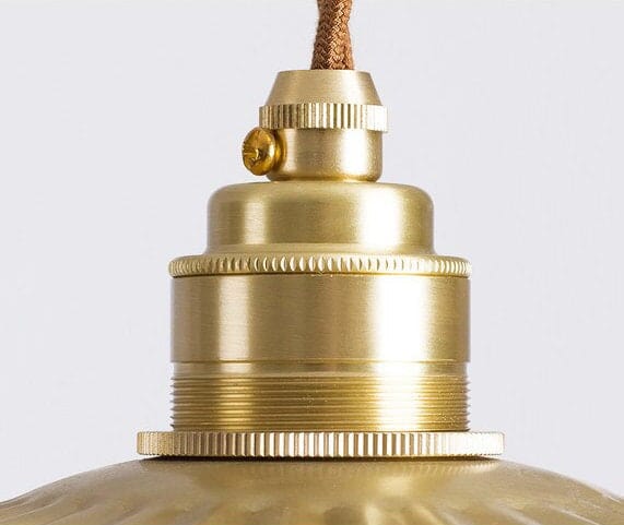 Golden Brushed Brass Pendant LED Light in Pleated Tutu Shape - Bulb Included