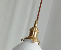 Ceramic Ribbed Pendant LED Light in Japanese Short Cylinder Shape - Bulb Included