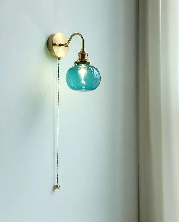 Blue Glass Ball Wall Light in Vintage Style