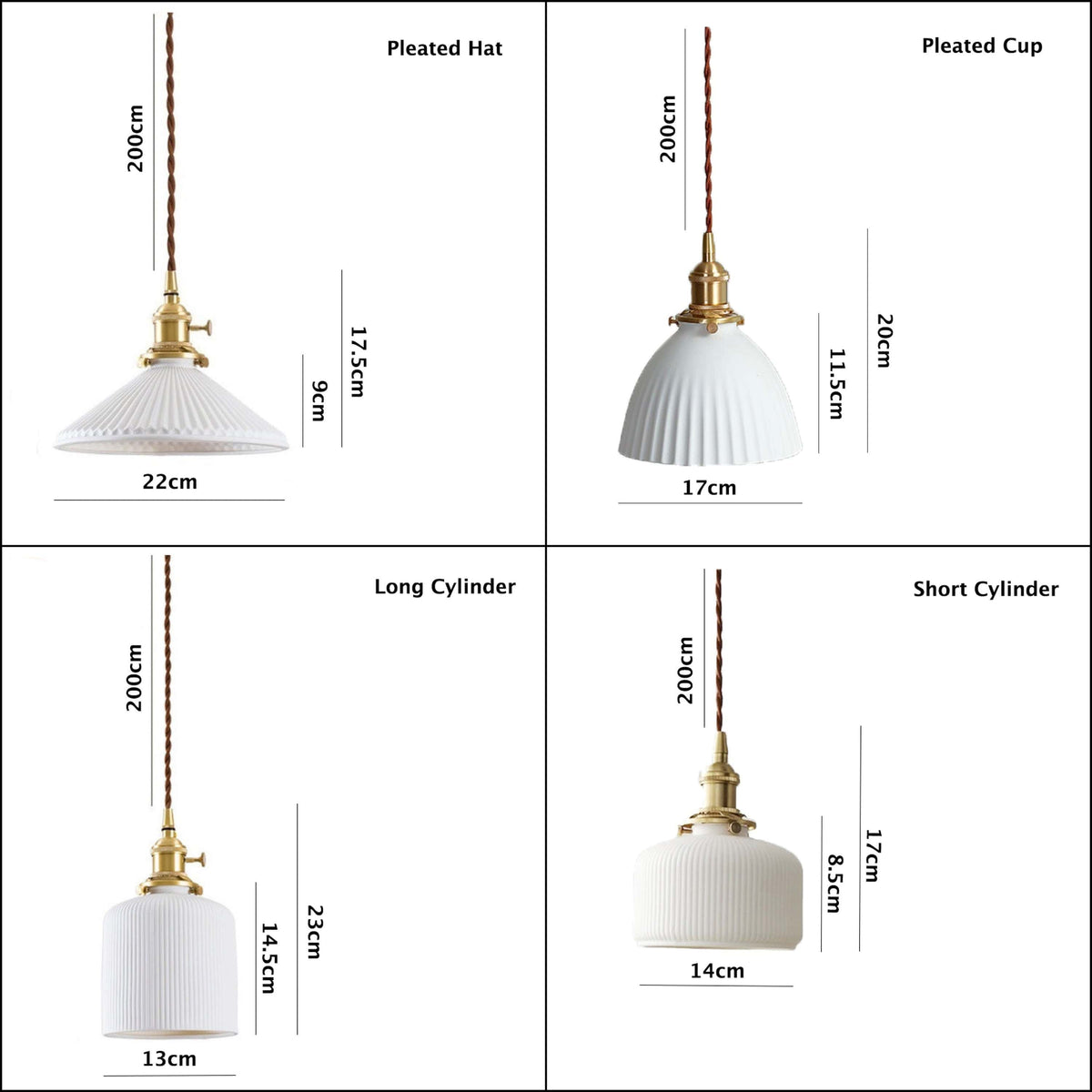 Ceramic Ribbed Pendant LED Light in Japanese Lantern Shape - Bulb Included