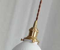 Ceramic Ribbed Pendant LED Light in Japanese Sphere Shape - Bulb Included