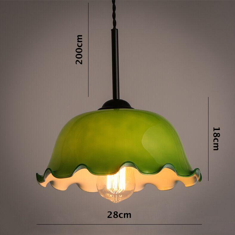 Opaline Glass Pendant LED Light with Handkerchief Lampshade in French Vintage Style - Bulb Included
