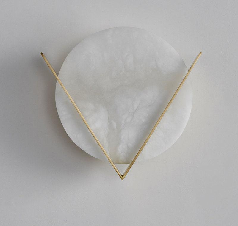 Classy Marble LED Wall Light with V-shaped Golden Frame