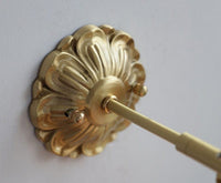Ribbed Ceramic Ball Shaped Wall Light with Brushed Brass Carved Flower Lamp Fixture - Bulb Included
