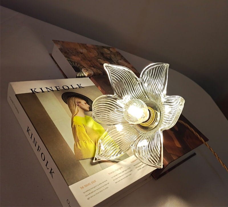 Glass Lily Flower Pendant LED Light in Vintage Style - Bulb Included