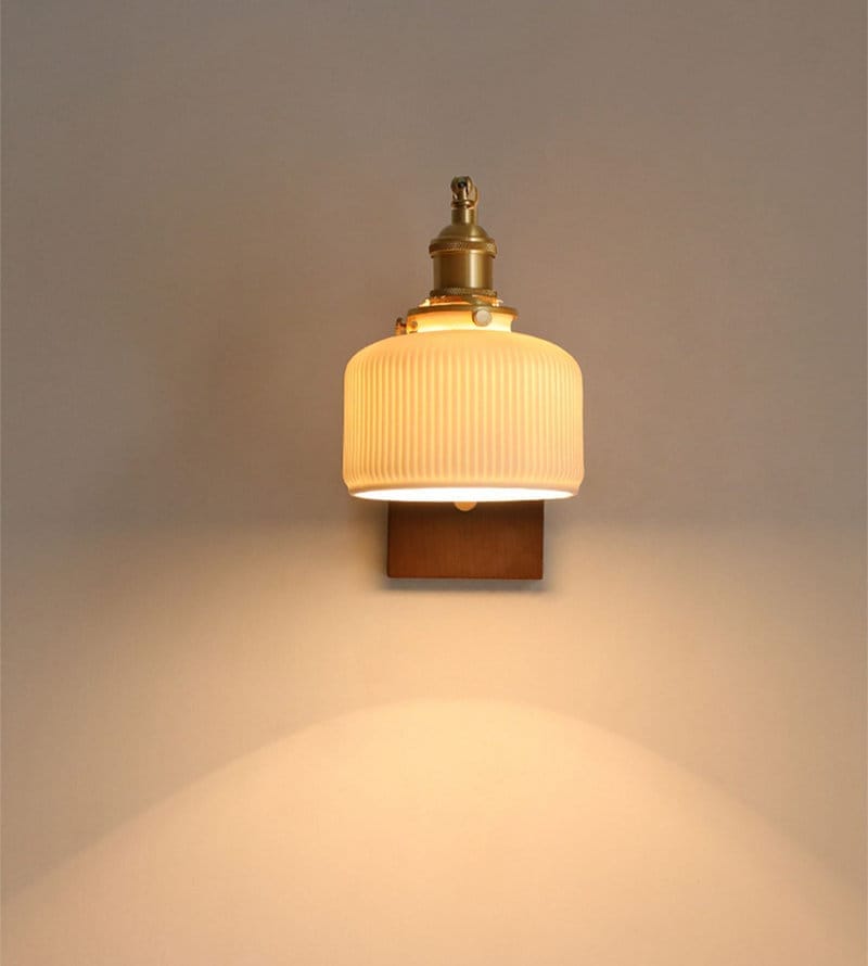 Ceramic LED Wall Lamp with Black Walnut Wood Lamp Fixture in Vintage Style