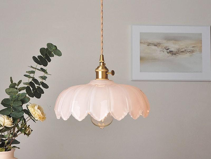 Glass Lotus Flower Pendant LED Light in Vintage Style - Bulb Included Vintage Style - Bulb Included