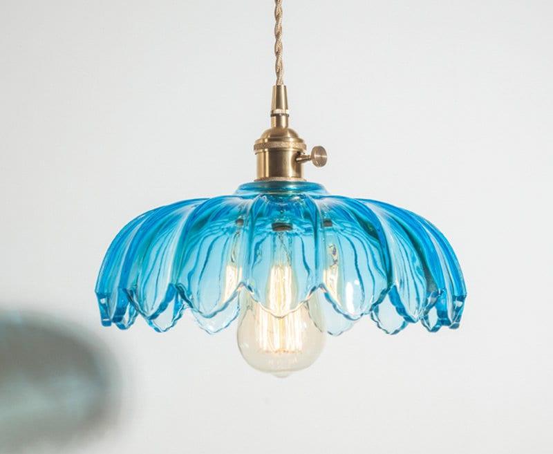 Glass Lotus Flower Pendant LED Light in Vintage Style - Bulb Included Vintage Style - Bulb Included