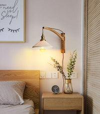 Ceramic LED Wall Lamp with Wood Lamp Hanger in Scandinavian Style