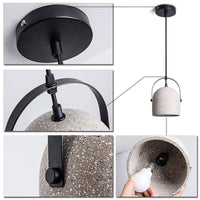 Handmade Cement Bucket Pendant LED Light in Nordic Style - Bulb Included