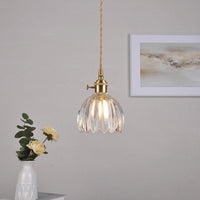 Petite Glass Flower Pendant LED Light in Vintage Style - Bulb Included