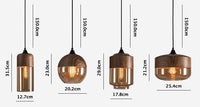 Nordic Woody Metal Pendant LED Light with Tea Colored Glass Shade - Bulb Included