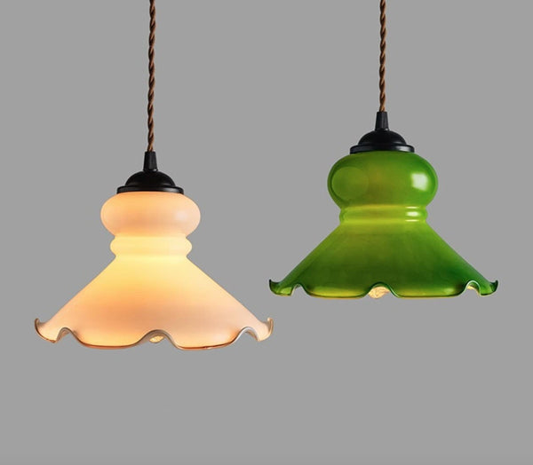 Doll-shaped Opaline Glass Pendant LED Light in French Vintage Style - Bulb Included