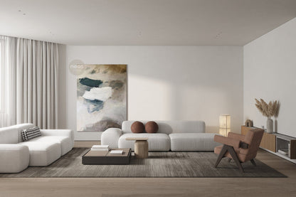 Beige / White / Green Abstract Painting / Wall Art - NE0069